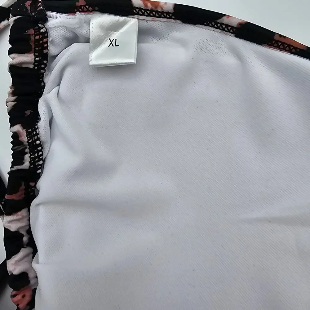 Zando Womans size XL String Bikini Halter Tie 2 Piece Swimsuit Animal Print NWOT